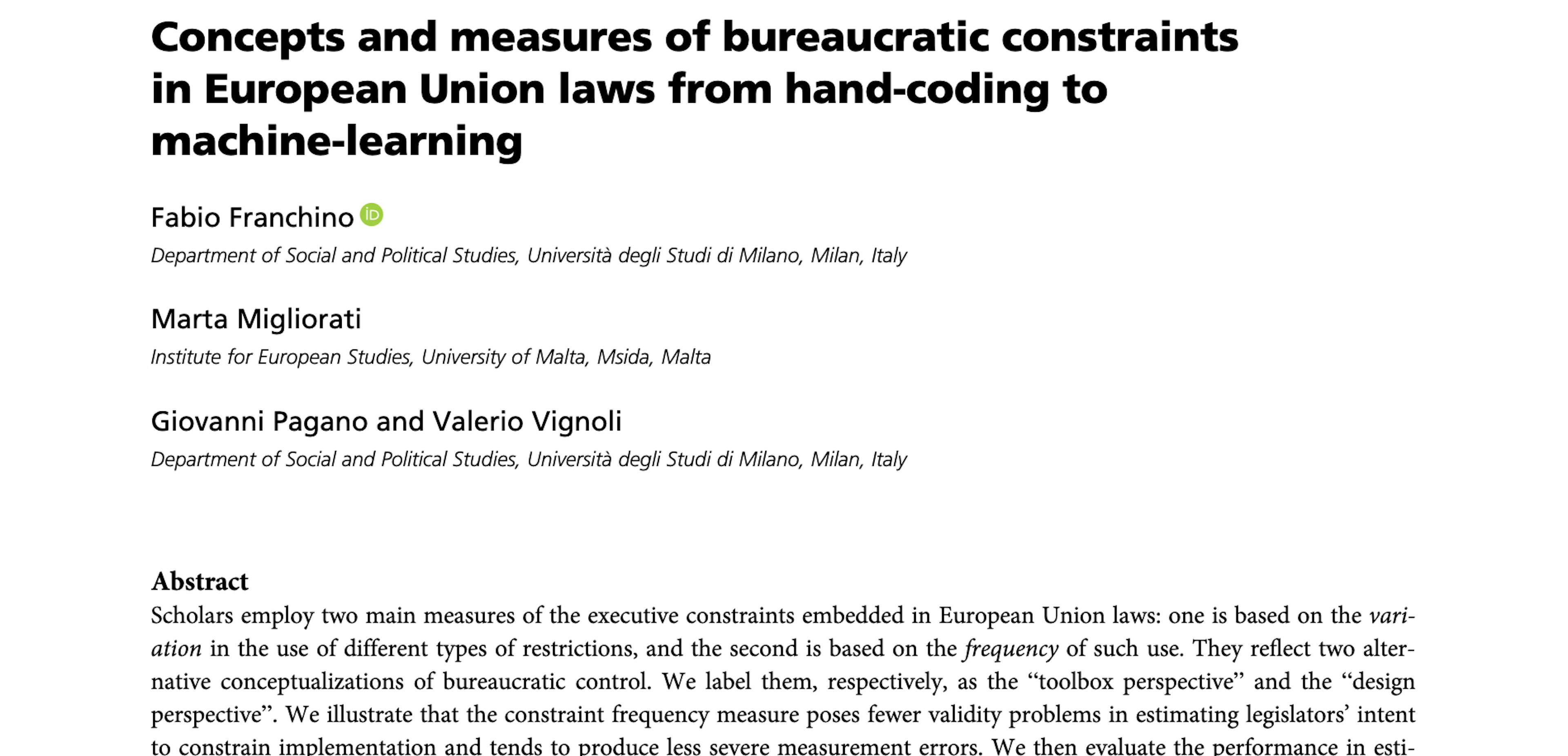 Concepts and measures of bureaucratic constraints in European Union laws from hand-coding to machine-learning