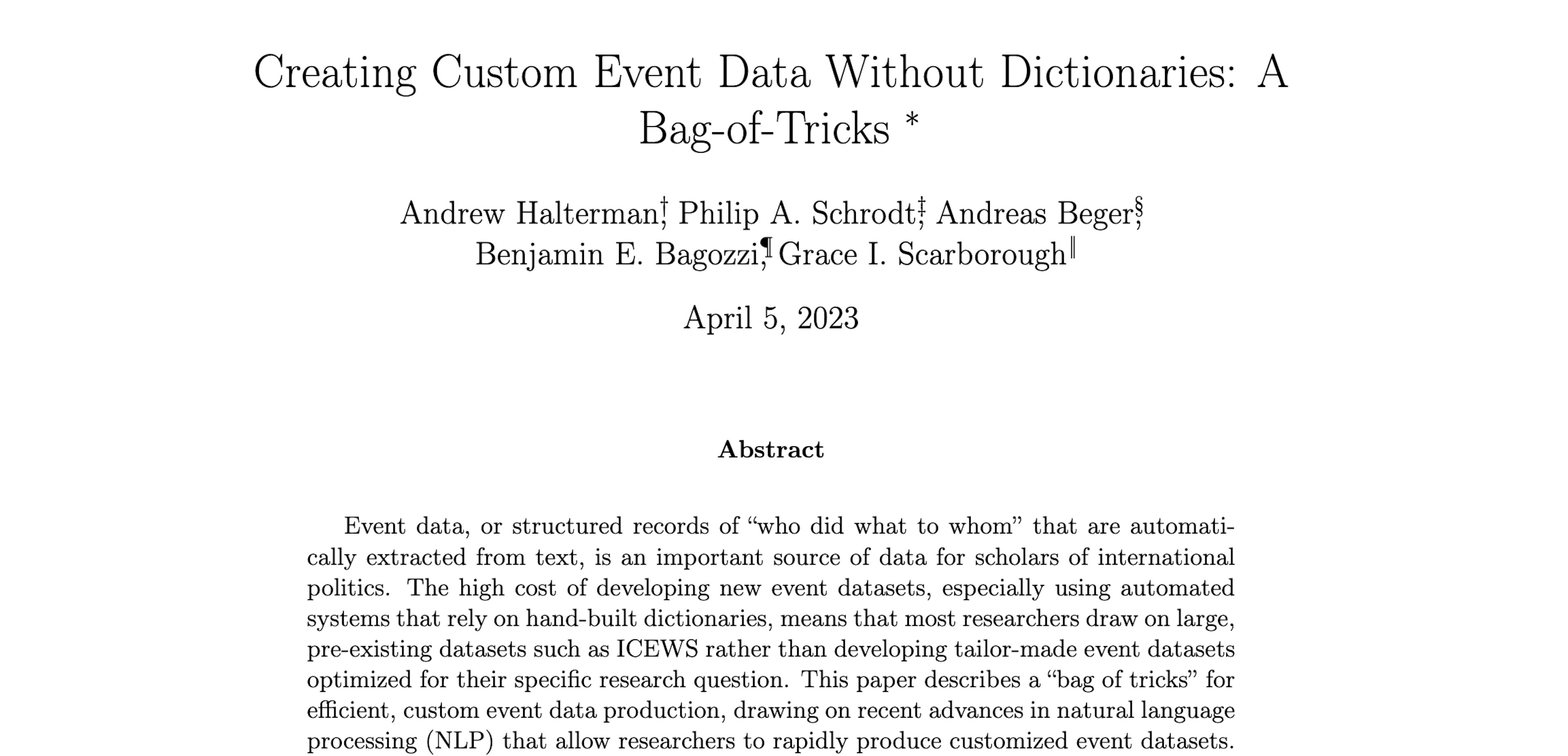 Creating Custom Event Data Without Dictionaries: A Bag-of-Tricks