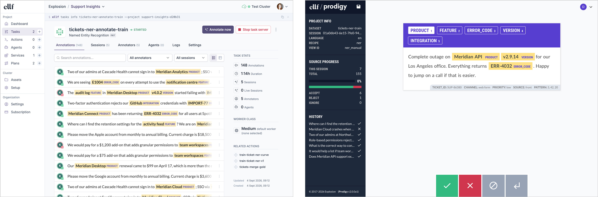 Overview of annotations and annotation with Prodigy in the platform