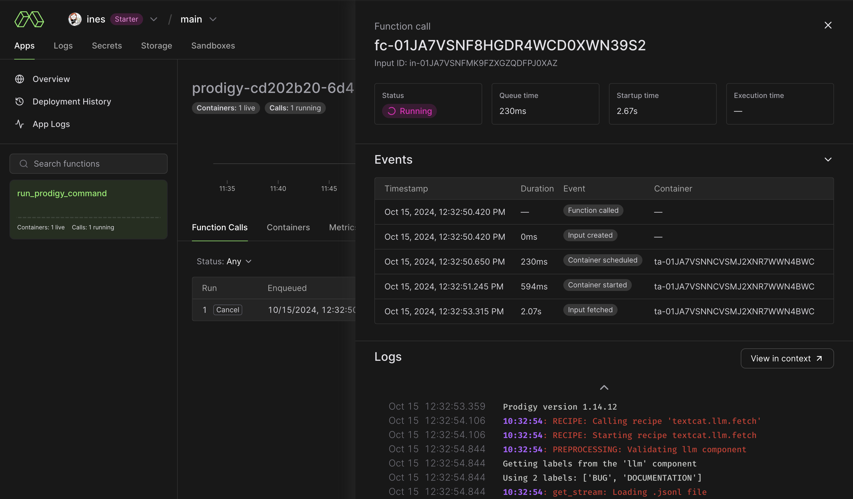 Modal dashboard